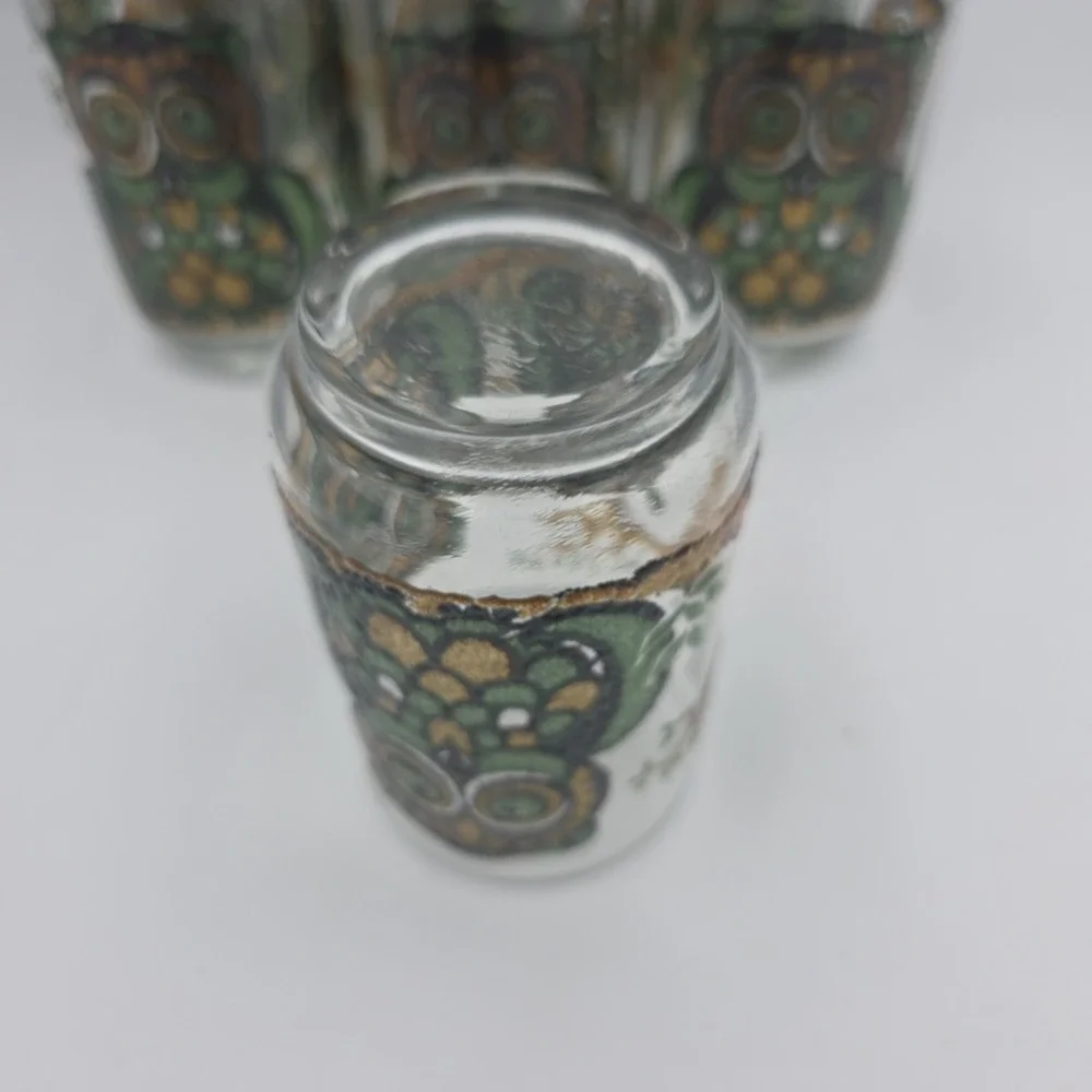 Vintage Libbey Owl Glasses Set Of 7 10 Oz Tumblers Mid Century Barware